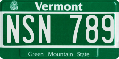 VT license plate NSN789