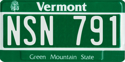 VT license plate NSN791