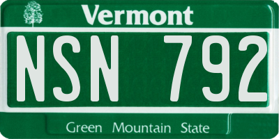 VT license plate NSN792