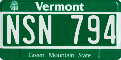 VT license plate NSN794