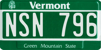 VT license plate NSN796