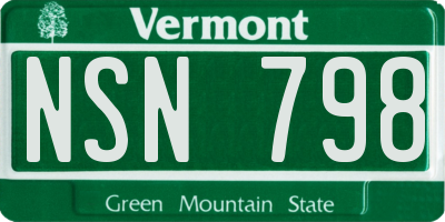 VT license plate NSN798