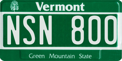 VT license plate NSN800