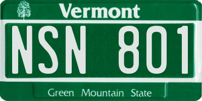 VT license plate NSN801