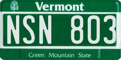 VT license plate NSN803