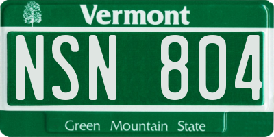 VT license plate NSN804