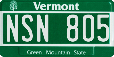 VT license plate NSN805