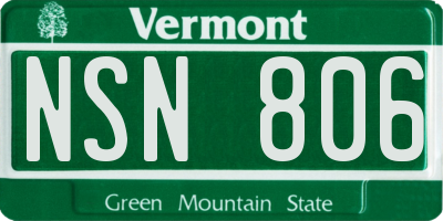 VT license plate NSN806