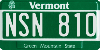 VT license plate NSN810