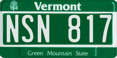 VT license plate NSN817