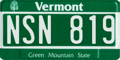 VT license plate NSN819