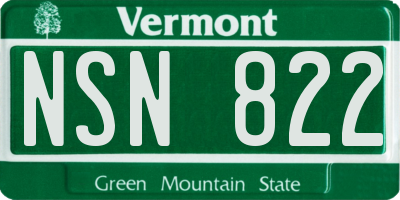 VT license plate NSN822