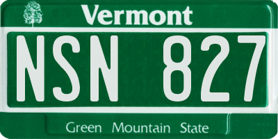 VT license plate NSN827