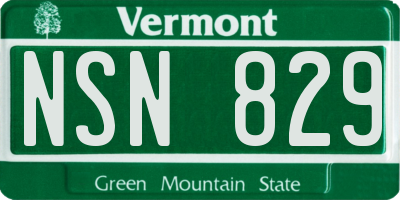 VT license plate NSN829
