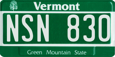 VT license plate NSN830