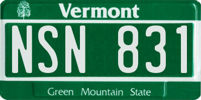 VT license plate NSN831
