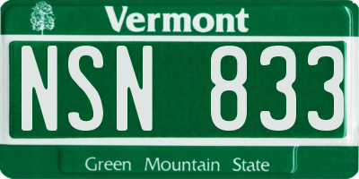 VT license plate NSN833