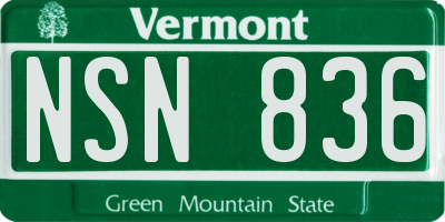 VT license plate NSN836