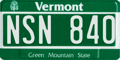 VT license plate NSN840