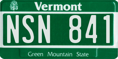 VT license plate NSN841