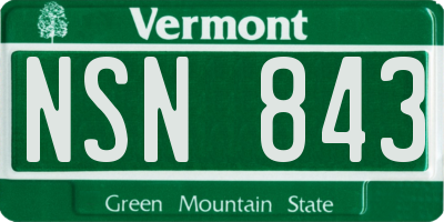 VT license plate NSN843