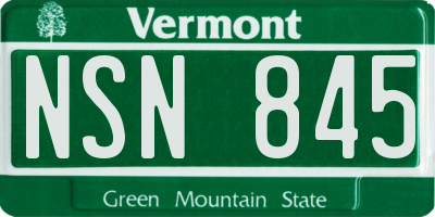 VT license plate NSN845