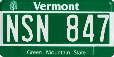 VT license plate NSN847