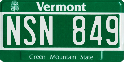 VT license plate NSN849