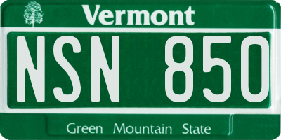 VT license plate NSN850