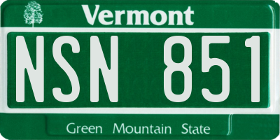 VT license plate NSN851