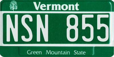 VT license plate NSN855