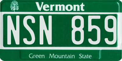 VT license plate NSN859