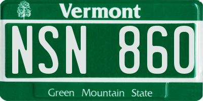 VT license plate NSN860