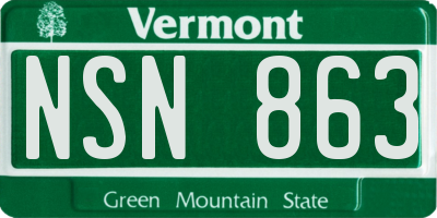 VT license plate NSN863