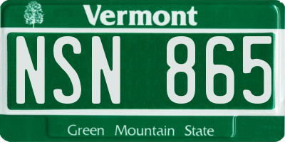 VT license plate NSN865