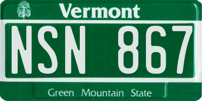VT license plate NSN867