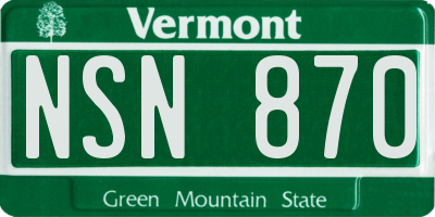 VT license plate NSN870