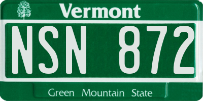 VT license plate NSN872