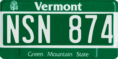 VT license plate NSN874
