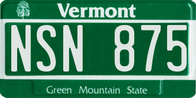VT license plate NSN875