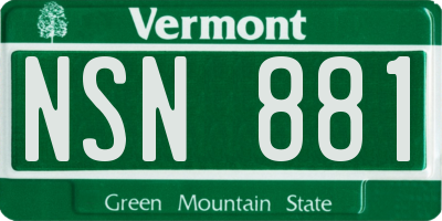 VT license plate NSN881