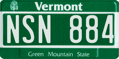 VT license plate NSN884