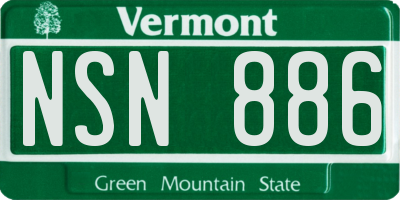 VT license plate NSN886