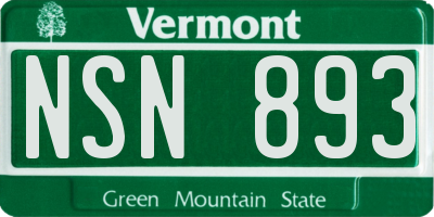 VT license plate NSN893