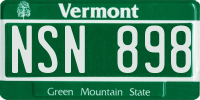 VT license plate NSN898