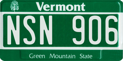 VT license plate NSN906