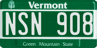 VT license plate NSN908