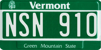 VT license plate NSN910