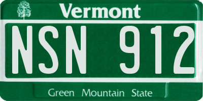 VT license plate NSN912