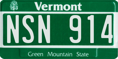 VT license plate NSN914